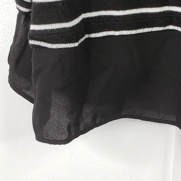 Talbots Shirt Womens Plus Size 2X Striped Black White 3/4 Sleeve Sheer Bottom - Picture 5 of 8